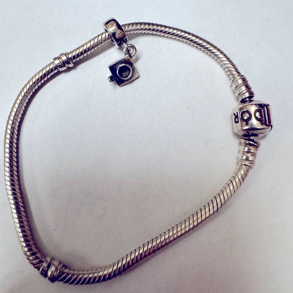 Authentic Pandora bracelet 7 inch and dangle graduation hat charm silver - Picture 3 of 5